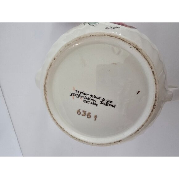 Arthur Wood & Son 6361 Floral Fruit Design Ceramic Teapot - Picture 6 of 7
